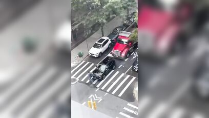 Truck driver honks, then black dude gets out and it's all over
