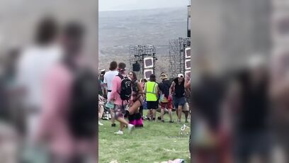 Rave girl becomes a human tumbleweed