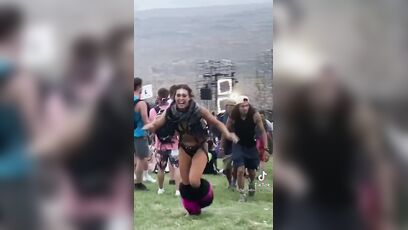 Rave girl becomes a human tumbleweed