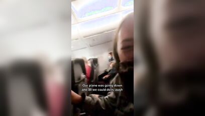Laughing while everyone on plane freaking out