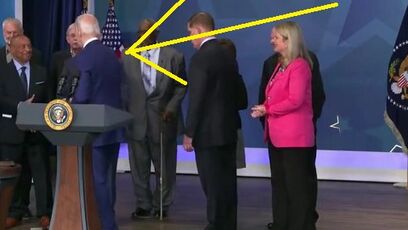 Reporters get no answers as Biden turns around, shakes hands
