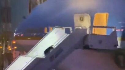 Joe Biden falls UP stairs of Air Force One; KJP said he's fine, but it was windy outside