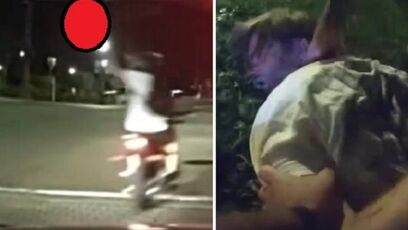 Biker gave cop 'the finger' then got hit by a truck (video)