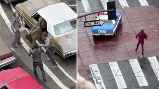 Joaquin Phoenix spotted filming Joker: Folie à Deux, recorded from someone's apartment window