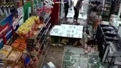 Oh no, not again! This whole store is destroyed after wild crime scene