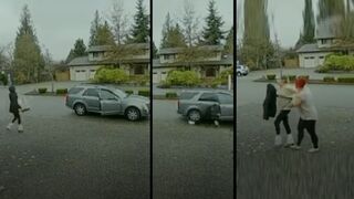 Girl steals a package, gets run over by getaway car