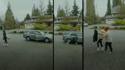 Girl steals a package, gets run over by getaway car