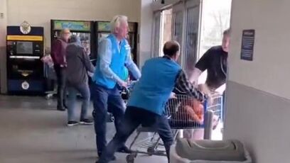 Senior citizen stops suspect from leaving Walmart with cart full of stolen goods
