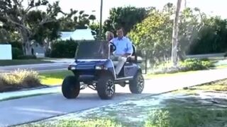 'Retirement is going great': Tucker Carlson rides off in golf cart with wife