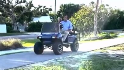 'Retirement is going great': Tucker Carlson rides off in golf cart with wife
