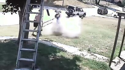 Man’s lawn mower explodes out of nowhere
