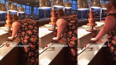 Really lady, sticking your face IN THE FOOD?