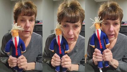 She made a Trump doll to "take it out on the orange man"
