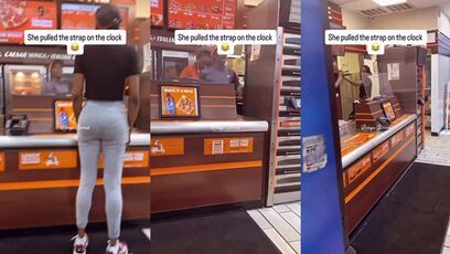 Little Caesars Employee Pulls Gun During Fast Food Counter Confrontation