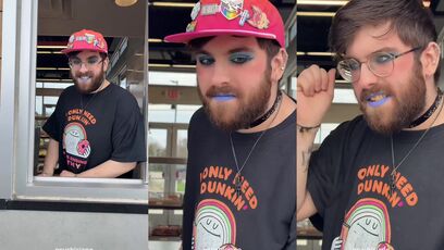 You pull up to Dunkin and this guy serves your coffee