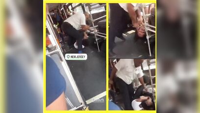 New Jersey bus drivers beats the brakes off passenger who SPIT on him