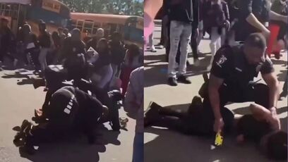 Cop body-slammed a female student during brawl, now HE's the one in trouble