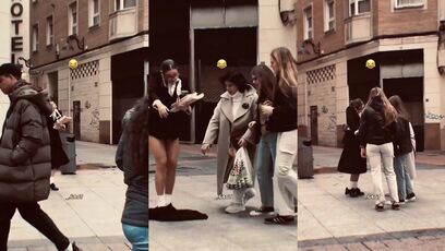 Woman's skirt falls off in public