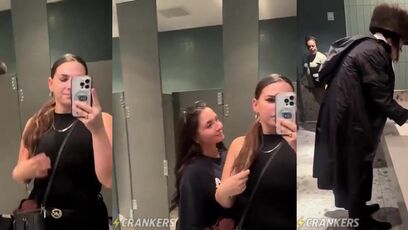 WHAT is that guy doing in the women's bathroom?