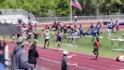 High school runner gets smacked from behind mid-race