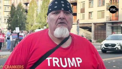 Anti-ICE protester rubs pepper ball residue in his gum to show off