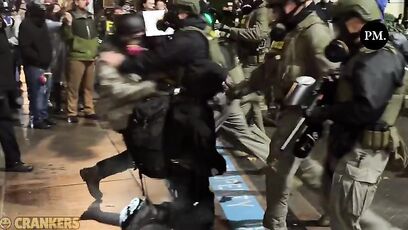 Antifa agitator arrested, dragged into custody at the ICE facility in Portland