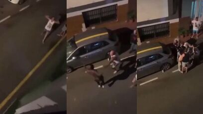 Spanish people destroy aggressive migrant ruining their neighborhood