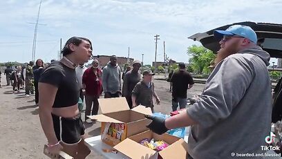 Liberal loon attacks man feeding the homeless