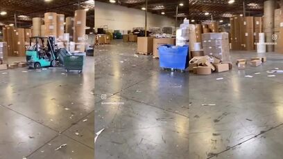Guy destroys warehouse on forklift after getting fired