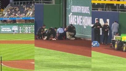 Fan falls from the upper deck at the Pirates/Cubs game