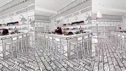 2D styled restaurant in NYC