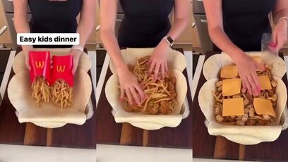Woman cooks horrible dinner for kids