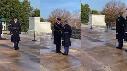 Guard at the Tomb of Unknown Soldier gives people the chills