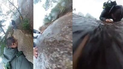 Man falls off cliff hiking in the rain, then he got lucky