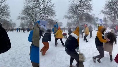Snowball fight breaks out before Trump election certification