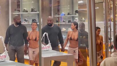 Kanye West and his wife going shopping
