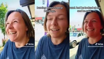 She ANTIFA'ed so hard her kid pretends to burn down federal buildings