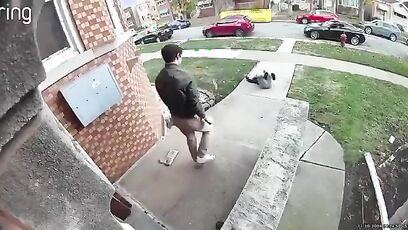 Nick Fuentes maces lady, then shoves her down a few steps