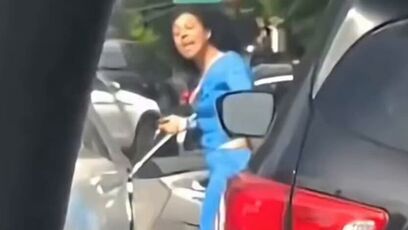 Road Rage Karen gets CRUNCHED by two cars