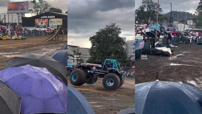 Monster Truck loses control, runs over fans