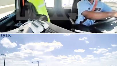 United Airlines Boeing 767 hits Bakery Truck and light pole in Newark, NJ