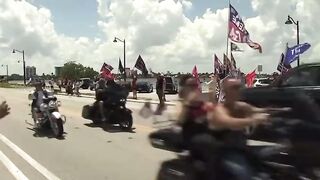Massive convoy rallies through Florida as Trump prepares for historic court appearance