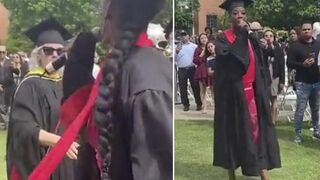 'Today is gonna be all about me:' Woman steals mic at graduation, gets called 'entitled and oblivious' for it