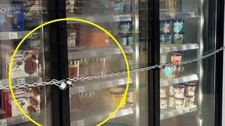 Desperate Walgreens locks frozen food behind Long Metal CHAINS to fend off shoplifters