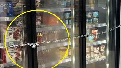 Desperate Walgreens locks frozen food behind Long Metal CHAINS to fend off shoplifters