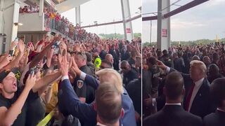 Trump visits frat house, goes to Iowa State football game, crowd goes WILD, chants USA USA USA