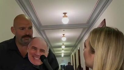 John Fetterman spotted wearing mask of Bob Casey