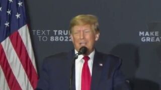 Donald Trump imitates President Joe Biden and crowd laughs hysterically