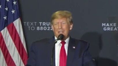 Donald Trump imitates President Joe Biden and crowd laughs hysterically