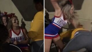 Cheerleader didn't want to fight, then takes out bigger opponent